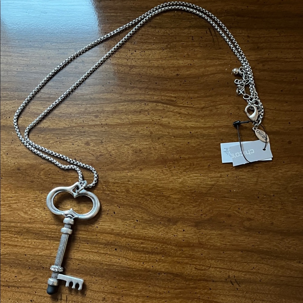 Chico’s Key Pendant Long Silver Necklace
Skeleton key.